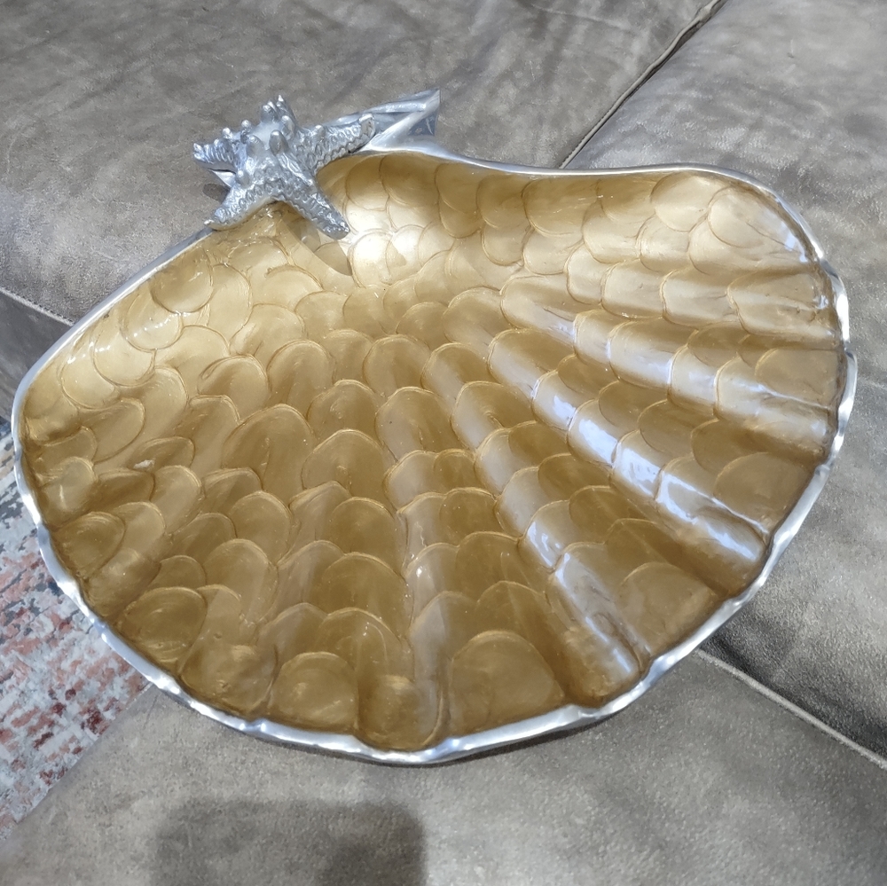Julia Knight Scallop Starfish, bowl 14.5 toffee, brown.